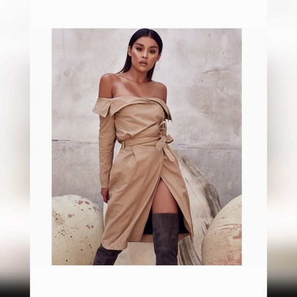 House of CB Dresses & Skirts - House of CB Magdalena Trench Off Shoulder Wrap Dress